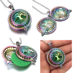 Aroma Diffuser Necklace Open Tree Owl Colorful Lockets Pendant Perfume Essential Oil Aromatherapy Locket Necklace With Pads