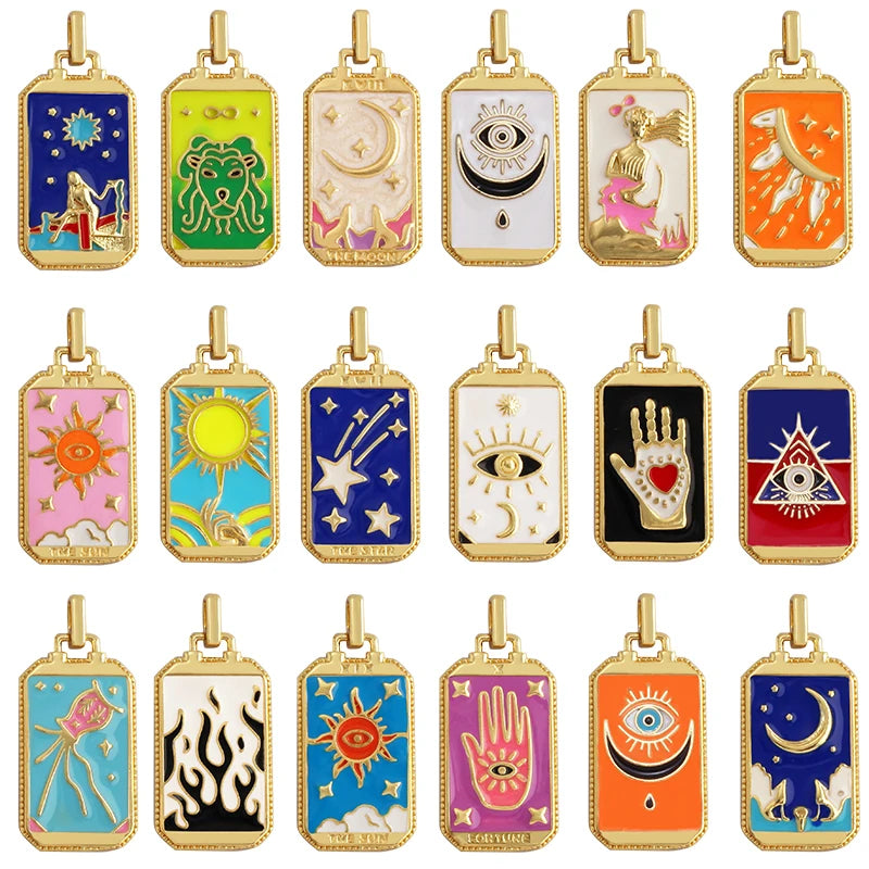 Enamel Tarot Cards Necklaces