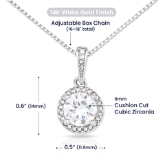 A Cushion Cut necklace for that special person in your lfe.