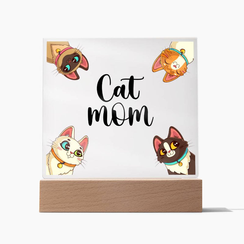 Square Acrylic Plaque - Cat Mom